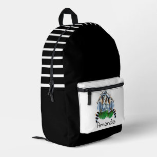 Black and White Personalized Lemurs Backpack Bag
