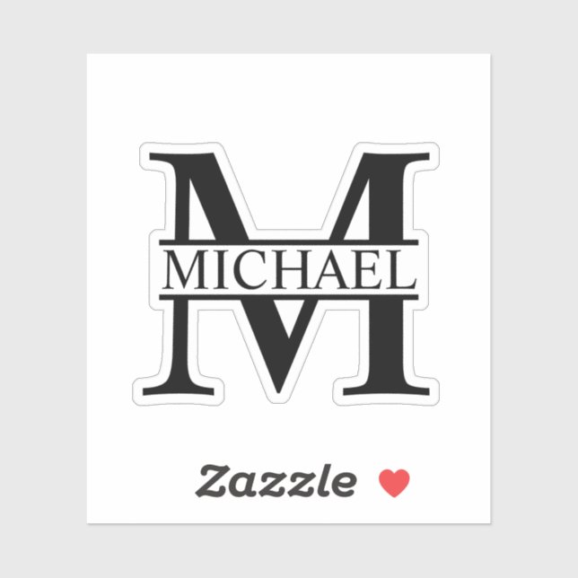 Black and White Personalized Monogram and Name (Sheet)