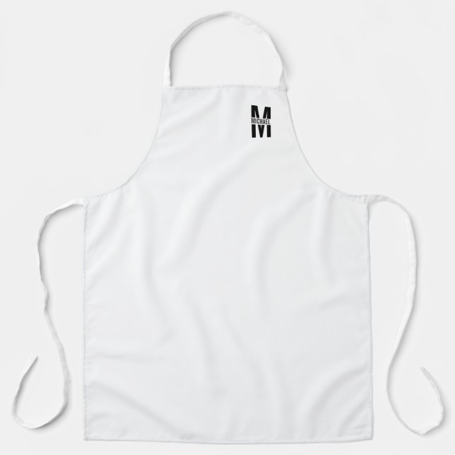 Black and White Personalized Monogram and Name Apr Apron (Front)