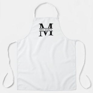Black and White Personalized Monogram and Name Apron