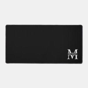 Black and White Personalized Monogram and Name Desk Mat