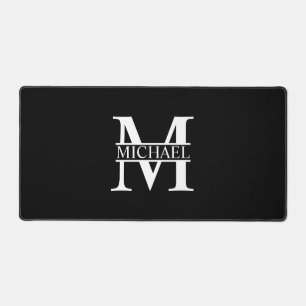 Black and White Personalized Monogram and Name Desk Mat