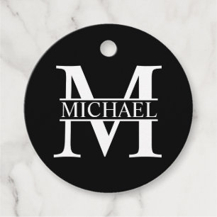 Black and White Personalized Monogram and Name Favour Tags