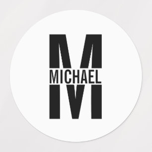Black and White Personalized Monogram and Name Lab
