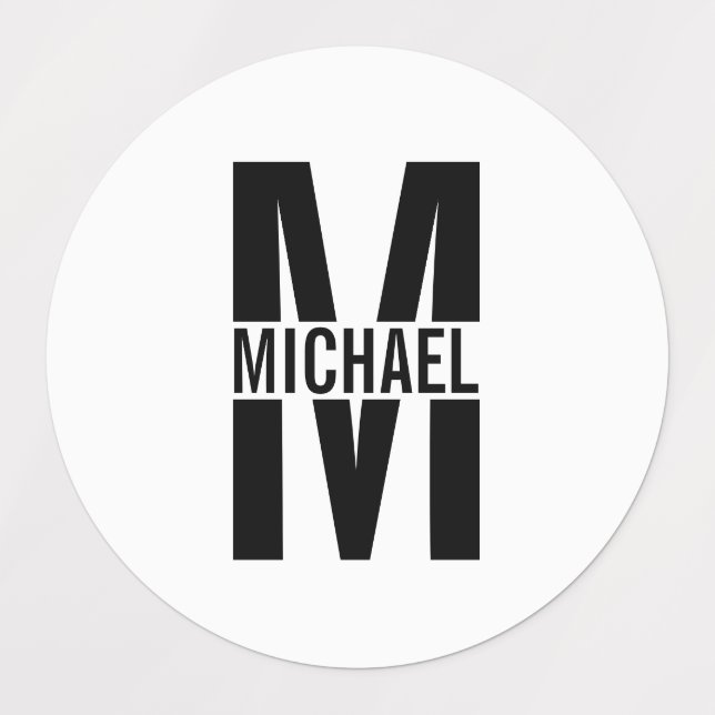 Black and White Personalized Monogram and Name Lab (Design 1)