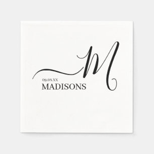 Black and White Personalized Monogram and Name Nap Napkin