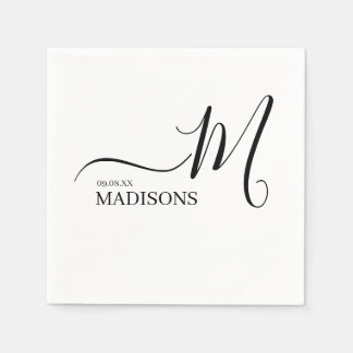 Black and White Personalized Monogram and Name Nap Napkin