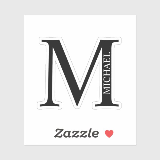 Black and White Personalized Monogram and Name Sti (Sheet)