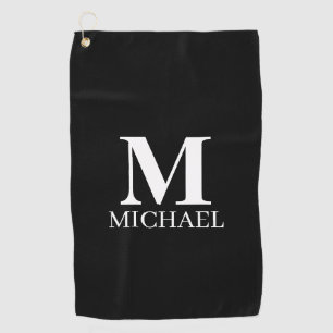 Black and White Personalized Monogram Golf Towel