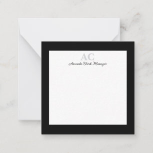 Black and White Personalized Monogram Name  Card