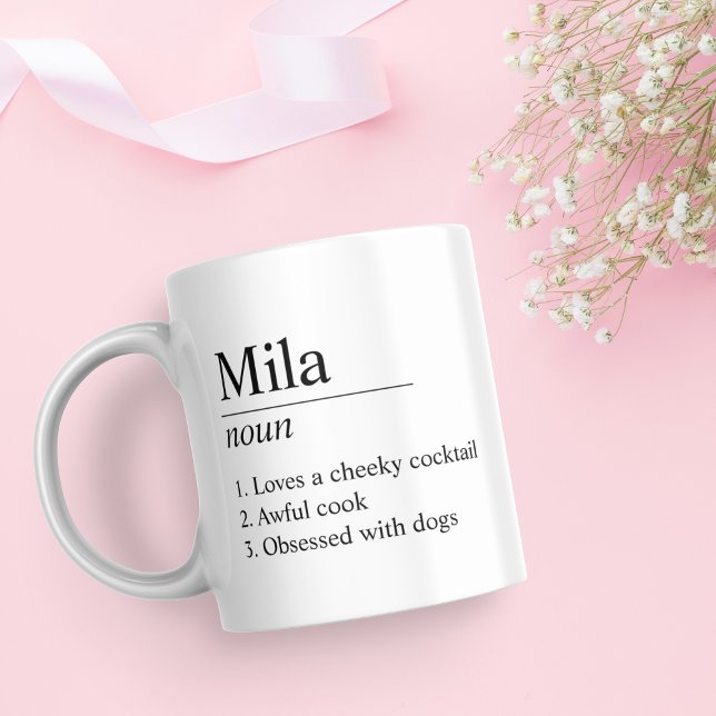 Black and White Personalized Name Definition Mug (Creator Uploaded)