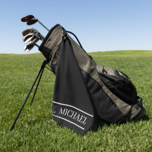 Black And White Personalized Name Golf Towel