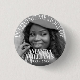 Black and White Personalized Photo Memorial 1 Inch Round Button