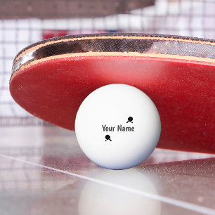 Black and white personalized ping pong ball
