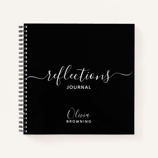 Black and White  Personalized Reflections Journal (Front)