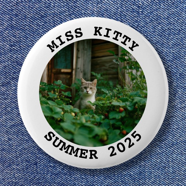 Black and White Personalized Round Photo Frame 2 Inch Round Button (Black and White Personalized Round Photo Frame Pinback Button)