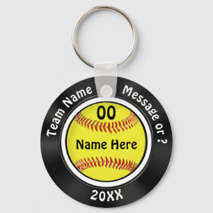 Black and White Personalized Softball Party Keychain