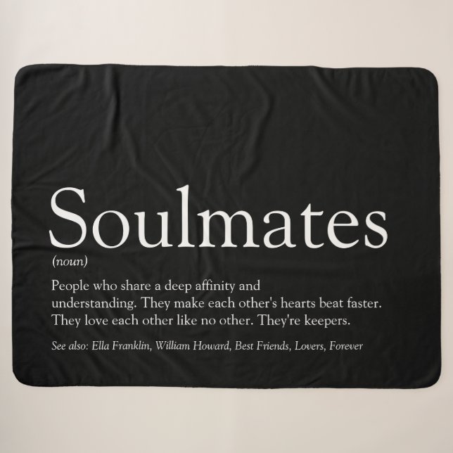 Black And White Personalized Soulmates Definition Sherpa Blanket (Front (Horizontal))