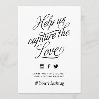 Black and White Personalized Wedding Hashtag Sign