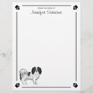Black And White Phalène Cartoon Dog With Your Text Letterhead