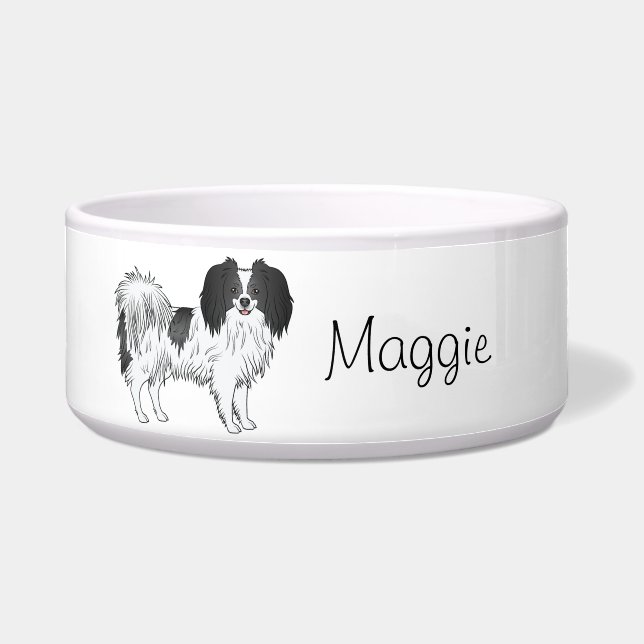 Black And White Phalène Dog With Personalized Name (Front)