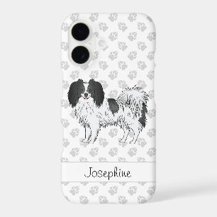 Black And White Phalène With Paws And Custom Name