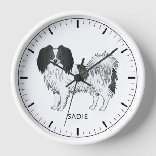Black And White Phalène With Personalizable Name Clock