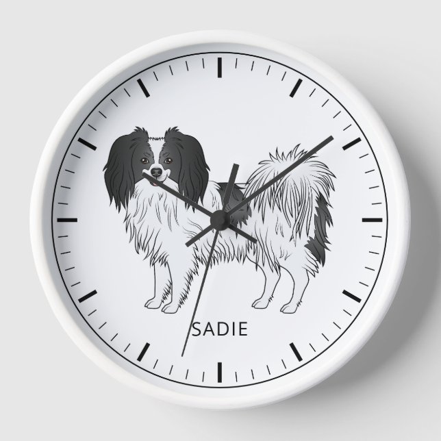 Black And White Phalène With Personalizable Name Clock (Front)
