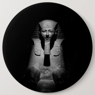 Black and white pharaoh king 6 inch round button