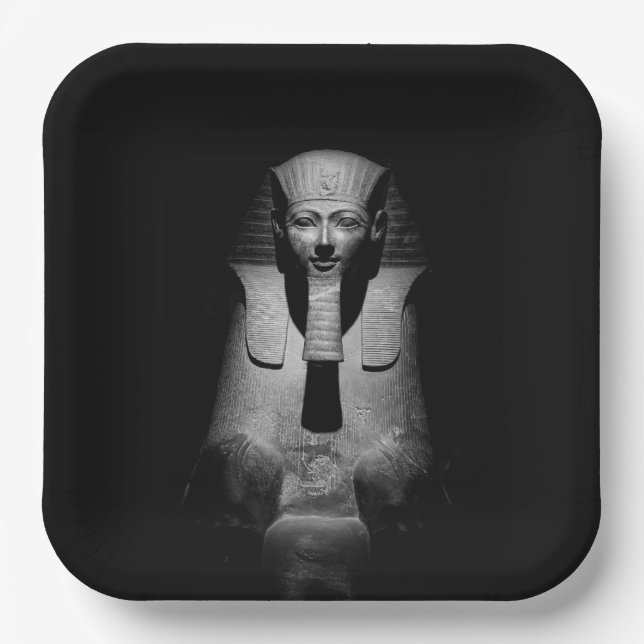 Black and white pharaoh king paper plate (Front)