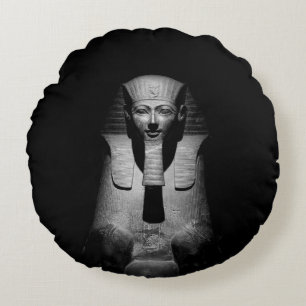 Black and white pharaoh king round pillow