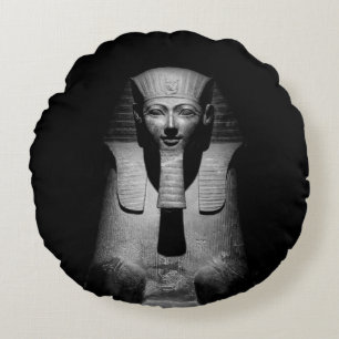 Black and white pharaoh king round pillow