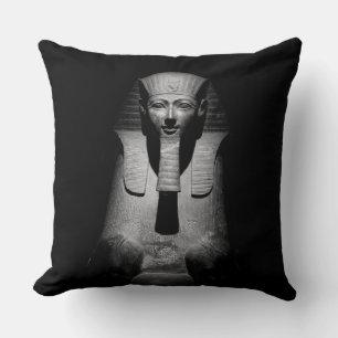 Black and white pharaoh king throw pillow