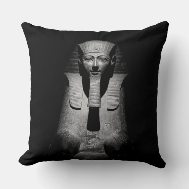 Black and white pharaoh king throw pillow (Front)