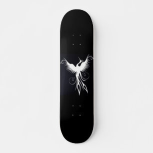 Black and White Phoenix Skate Board by Brow Bird