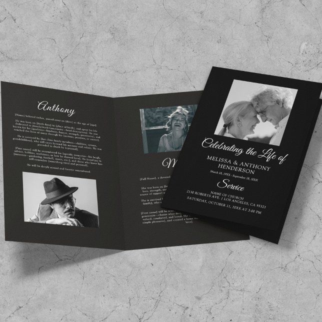 Black and White Photo 2 Person Memorial Program (Creator Uploaded)