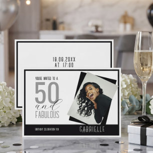 Black And White Photo 50 and Fabulous Birthday Invitation