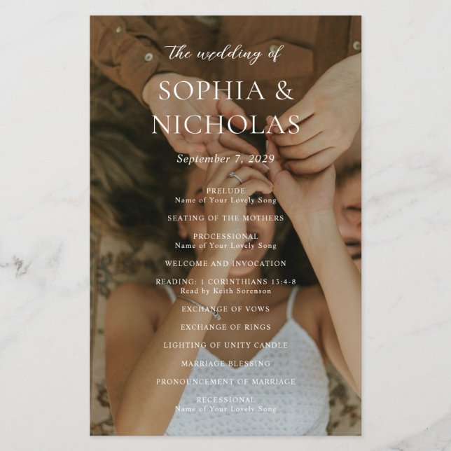 Black and White Photo Budget Wedding Program (Front)