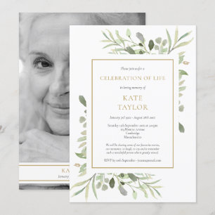 Black And White Photo Celebration of Life Funeral Invitation