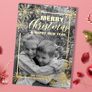 Black And White Photo Christmas New Year Foil Holiday Card