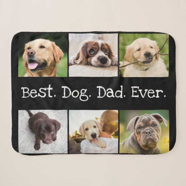Black and White Photo Collage Best Dog Dad Ever Sherpa Blanket (Front (Horizontal))
