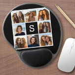 Black and White Photo Collage Custom Monogram Gel Mouse Pad<br><div class="desc">You can use Instagram photos for this design. Use 8 square photos to create a unique and personal gift. Or you can keep the hipster puppy and make a trendy keepsake. If you need to adjust the pictures,  click on the customize tool to make changes.</div>