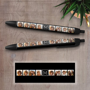 Black and White Photo Collage Custom Monogram Ink Pen
