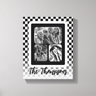 Black and White Photo Collage Family name Canvas Print