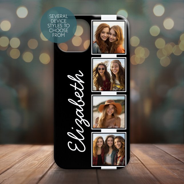 Black and White Photo Collage Squares Personalized Case-Mate iPhone Case (Personalized Phone Case - Many Device Styles to Choose From)