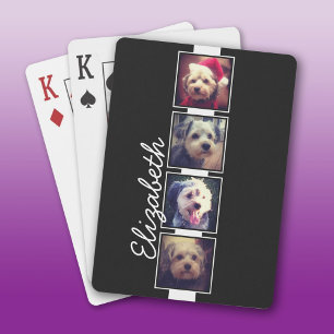 Black and White Photo Collage Squares Personalized Playing Cards