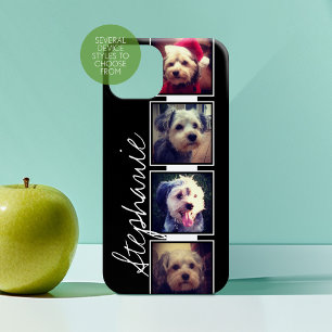 Black and White Photo Collage Squares with name Case-Mate iPhone 14 Case