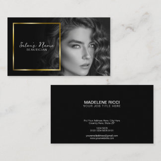 Black and White Photo | Elegant Gold Frame Business Card