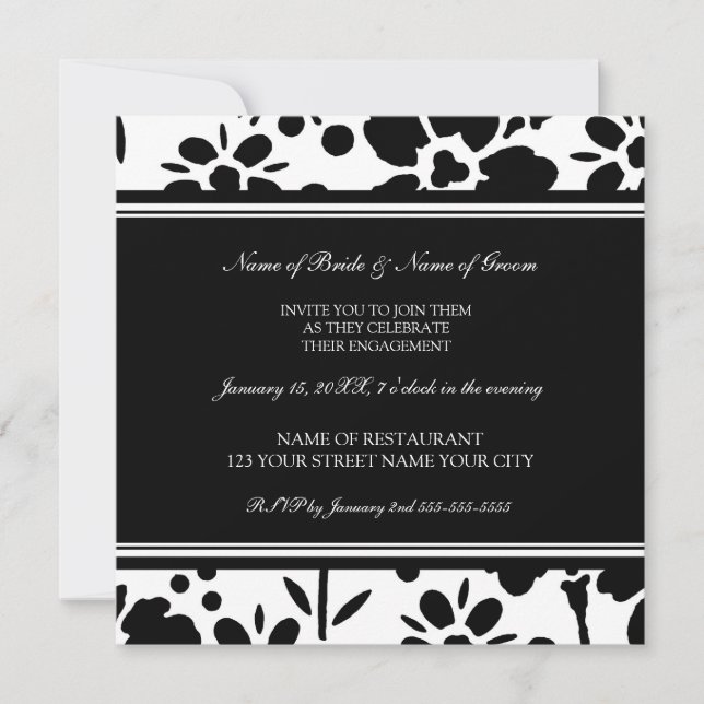 Black and White Photo Engagement Party Invitations (Front)