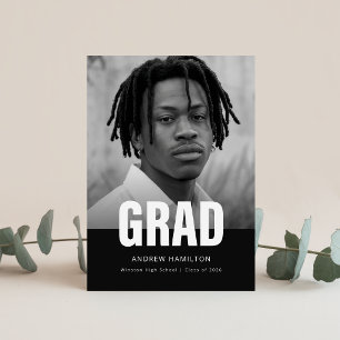 Black and White Photo Graduation Announcement Postcard